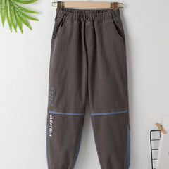 Boys Letter Embroidery Block Spliced Trousers