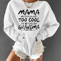Mama Print Loose Sweatshirt Casual Long Sleeve