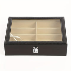 8 Slots Sunglasses Organizer Glass Lid Display Case Glasses Storage Holder
