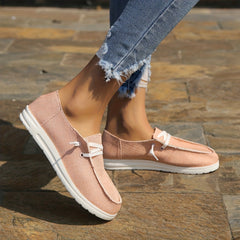 Women's Canvas Lace Up Walking Sneakers Low Top Flat Loafers