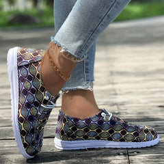 Print Walking Shoes Lightweight Low Top Travel Sport Flat Shoes Women's