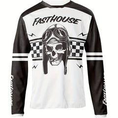 Men's Dark Skeleton Long Sleeve Motocross Shirt