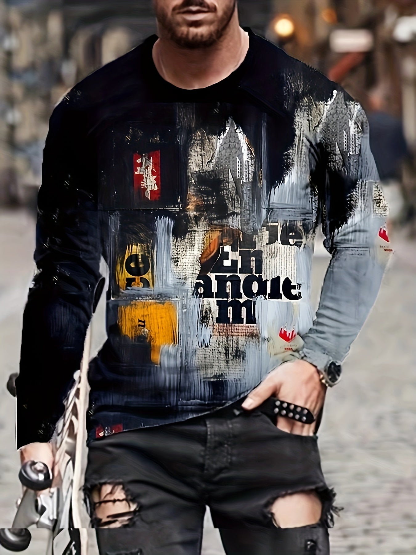 3D Digital Print Men's Long Sleeve T shirt