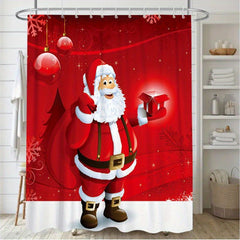 Santa Claus Christmas Bathroom Set with Shower Curtain and Rug