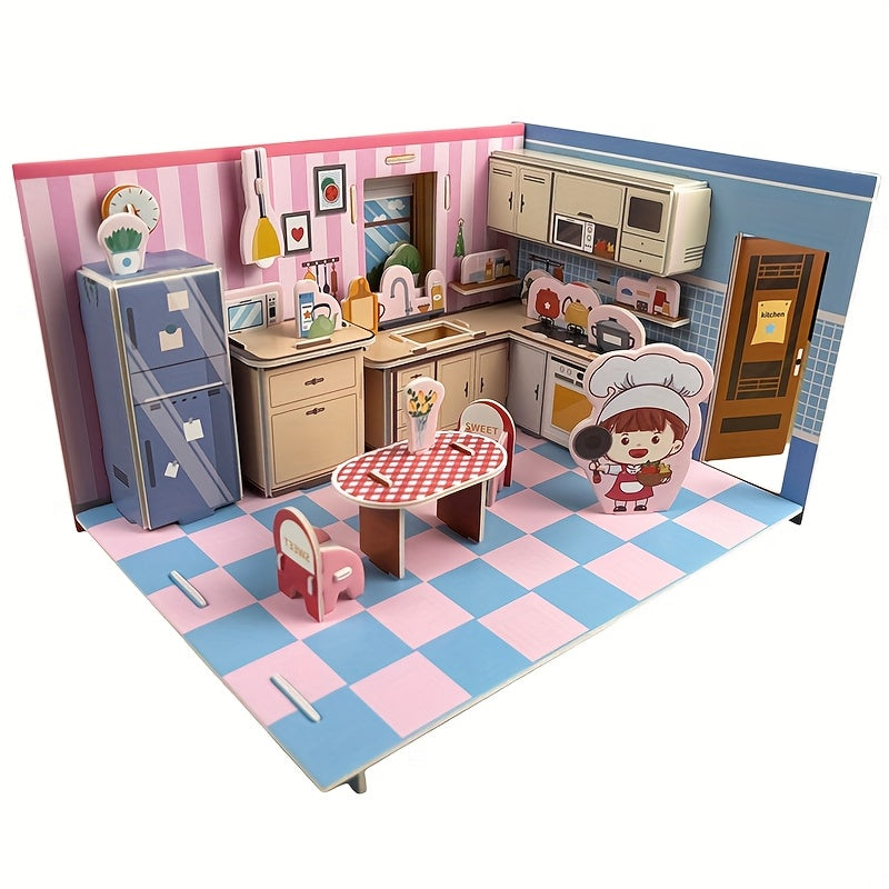 3D Model Kitchen Puzzles DIY Craft Toys for Kids