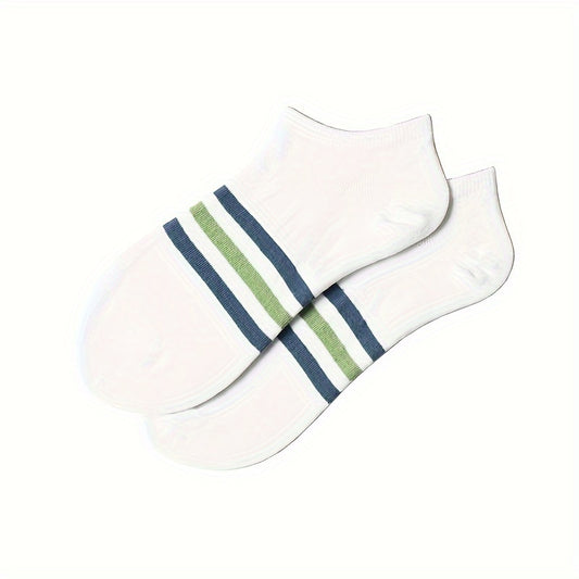 Men's Striped Liner Anklets Socks Cotton Blend Soft Breathable Sweat Absorbent