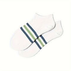 Men's Striped Liner Anklets Socks Cotton Blend Soft Breathable Sweat Absorbent