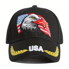 Men's Eagle & Flag Embroidered Baseball Cap, Adjustable Trucker Hat