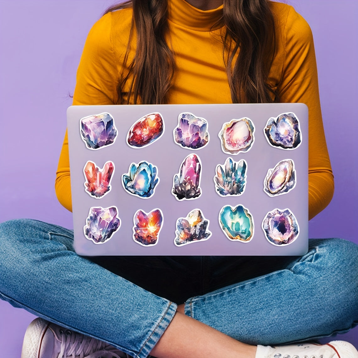 50pcs Quartz And Crystal Series Graffiti Stickers DIY Handbook Sticker Pack