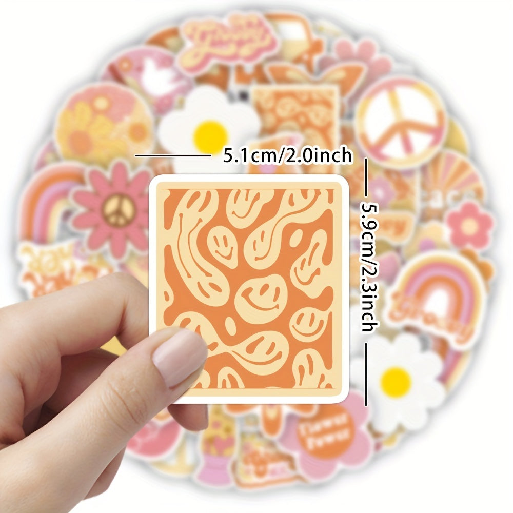 50pcs Hippie Stickers Vinyl Waterproof Party Decorations for Laptop Water Bottle