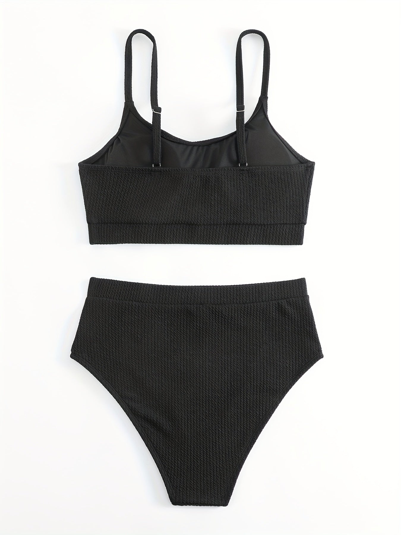 Ribbed Knit Bikini Set Padded Cami Top & Panty Swimsuit