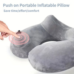 Automatic Press Inflatable U Pillow Camping Travel