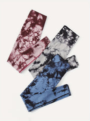 3pcs Tie Dye Seamless Yoga Pants High Stretch Leggings