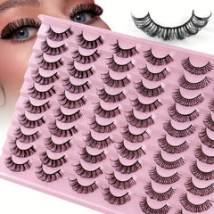 30 Pairs Daily Curling Thick Natural Fiber False Eyelashes