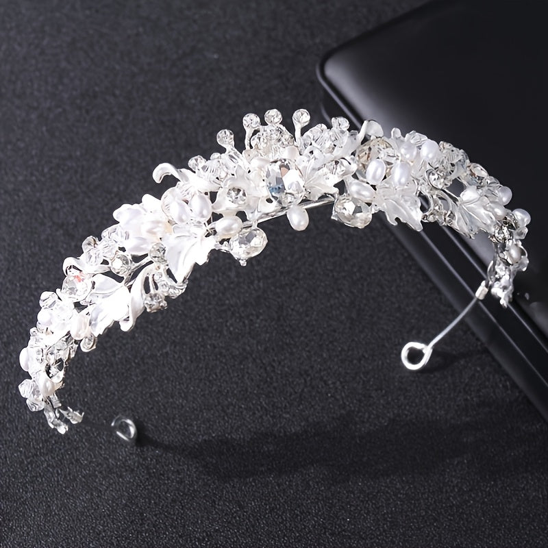 Bridal Tiara Wedding Tiara Silver Crystal & Pearl Hair Accessories