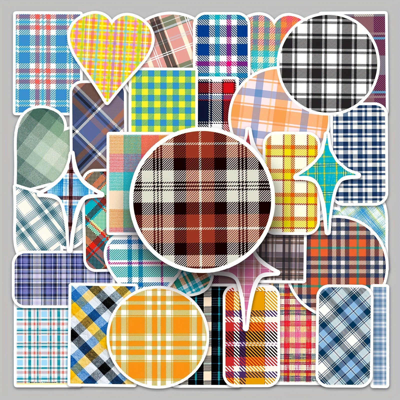 50pcs Plaid Series Waterproof Stickers for Laptop Helmet Wat