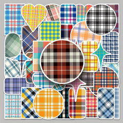 50pcs Plaid Series Waterproof Stickers for Laptop Helmet Wat