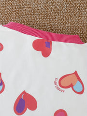 Girls Peach Heart Pajamas Set Baby Loungewear Set