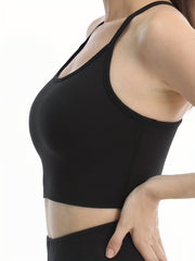Solid Cami Sports Bra Fitness Running Outdoor Sports Cami Sleeveless Crop Top