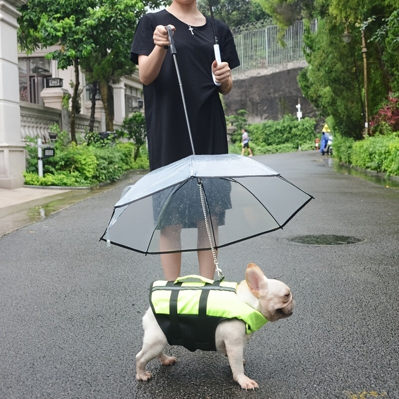 Adjustable Transparent Pet Umbrella for Rainy Dog Walking