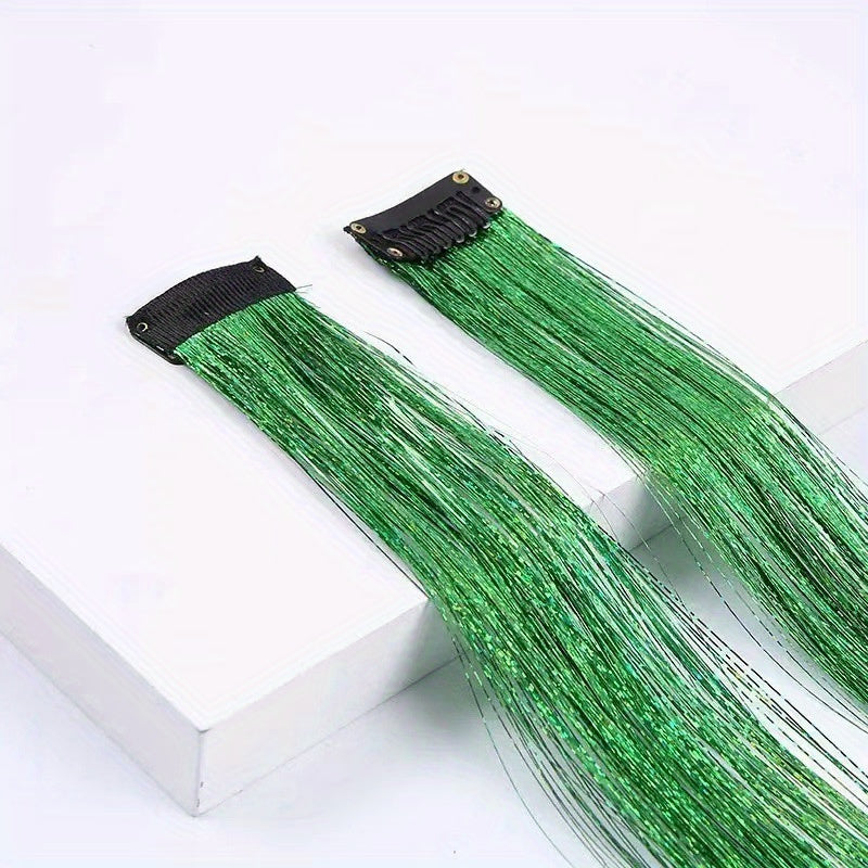 2pcs Colorful Strip Hair Extensions Female Highlights Laser Hair Extensions
