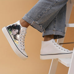 Anime Girl Pattern High Top Canvas Sneakers Lace Up Skate Shoes