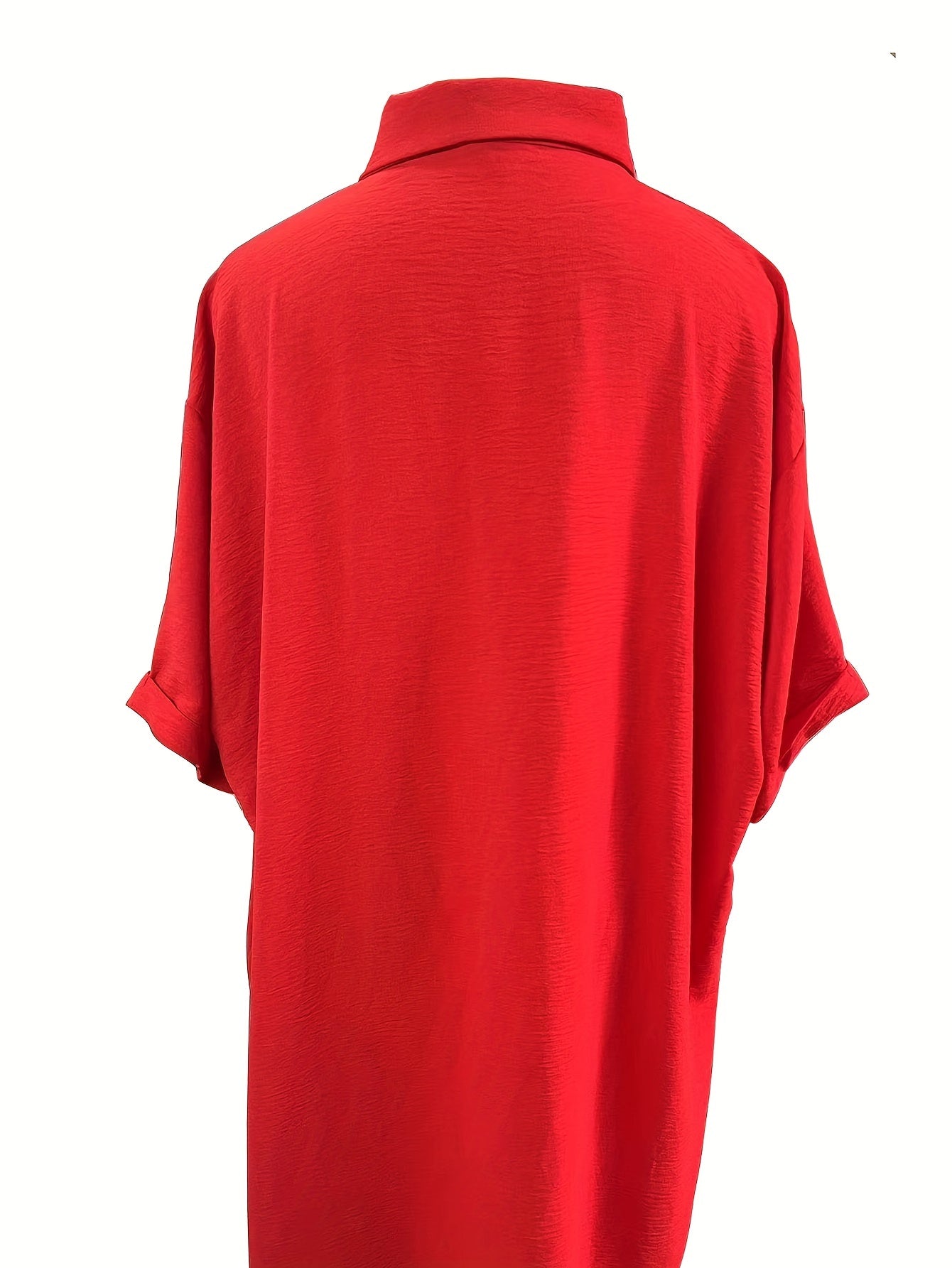 Solid Short Sleeve Button Up Shirt Dress