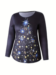Women's Plus Size Tree Print Top & Leggings 2 Piece Set