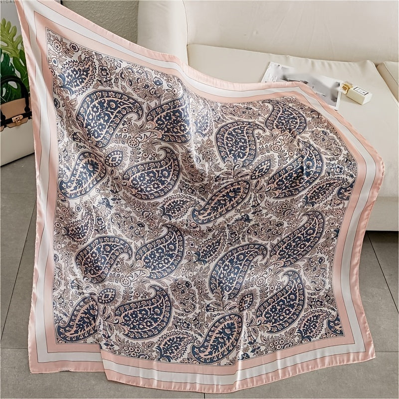 Floral Print Silk Square Scarf Bandana for Women