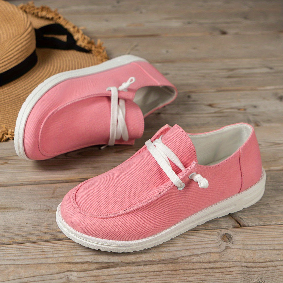 Women's Slip-On Canvas Shoes Round Toe Loafers Casual Walking Flats