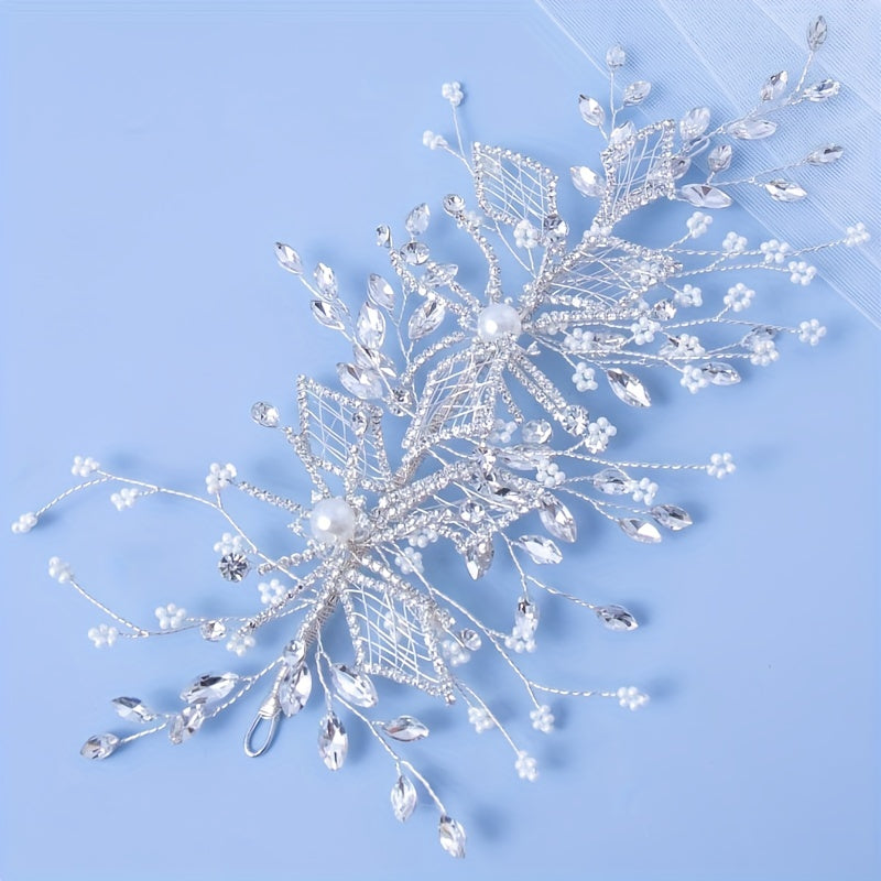 Bridal Crystal Pearl Hair Pin Tiara Rhinestone Head Piece Wedding Accessories