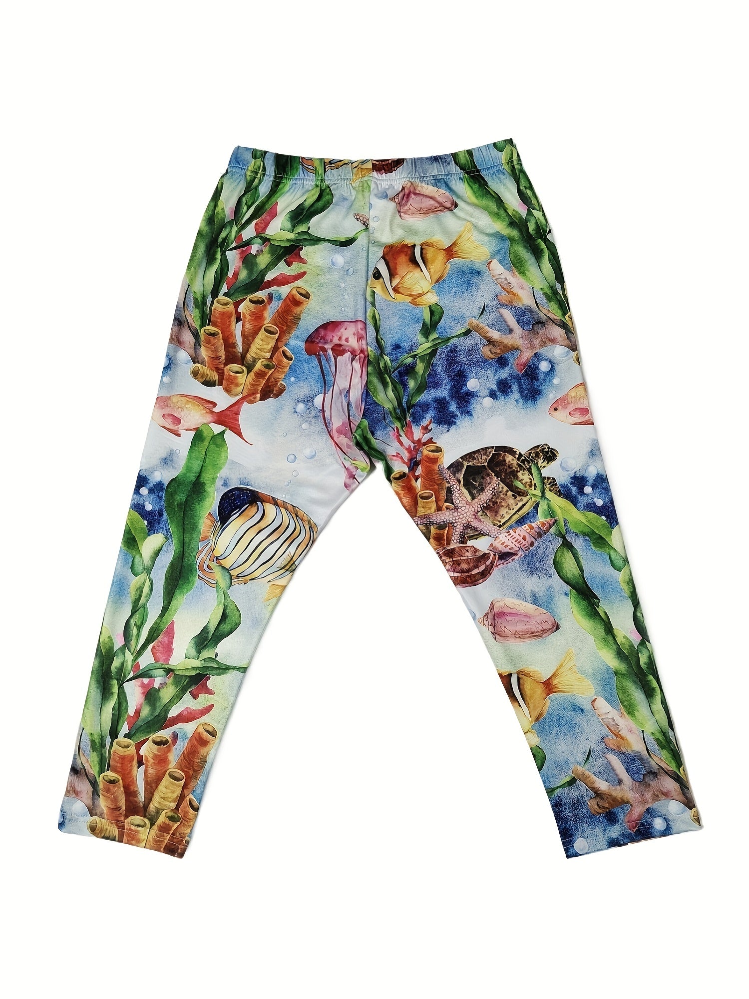 Ocean Print Skinny Capris Leggings for Women