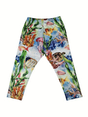 Ocean Print Skinny Capris Leggings for Women