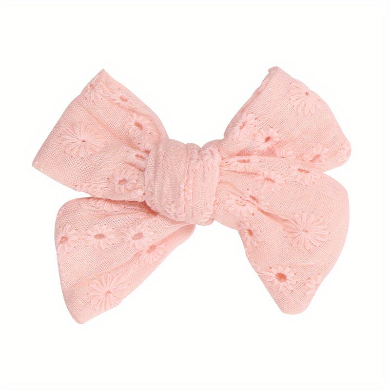 10pcs High Bowknot Hair Clips Lace Embroidery Flower Side Clips for Baby Girls