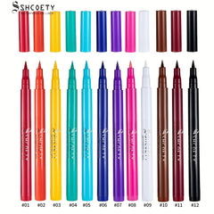 Long Lasting Waterproof Eyeliner Pen 12 Colors Smudge Proof Sweat Proof
