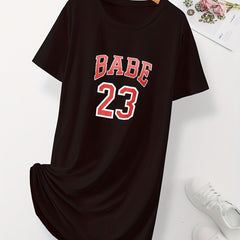 Football Game Letter Print Dress Women's Casual Loungewear Dress