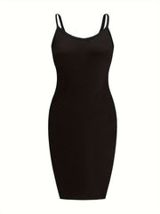 3 Pack Plus Size Basic Dress Set Solid Round Neck Slim Fit Cami Dress