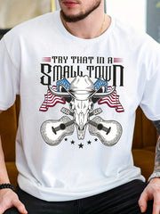 ''TRY THAT IN A SMALL TOWN'' Pattern Print Men's Short Sleeve Comfy T shirt