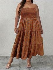 Boho Dress Women's Plus Allover Print Smock Tube Dress