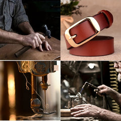 Vintage Leather Belt Solid Casual Jeans Belt for Women