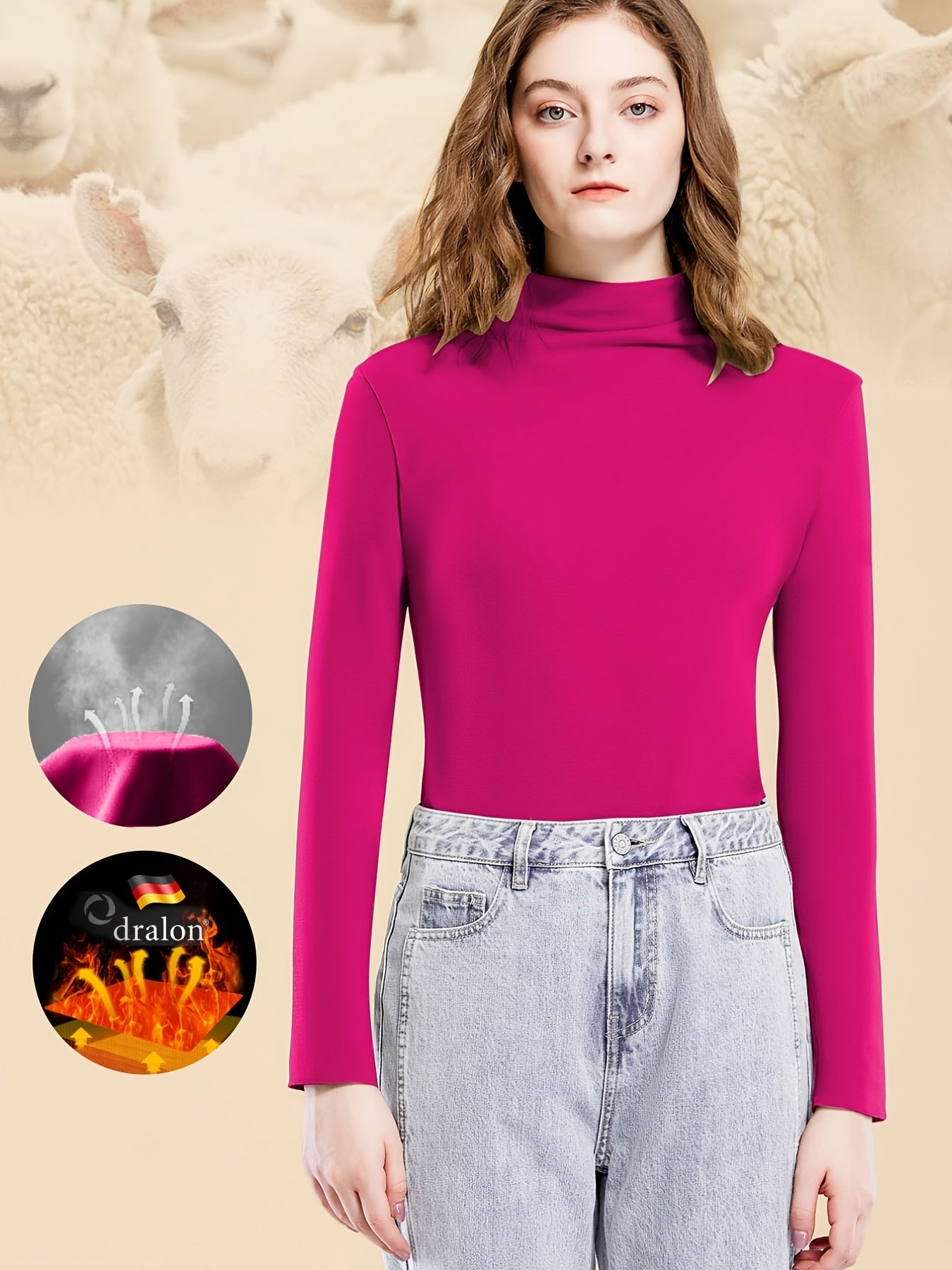 Women's Seamless Mid Neck Thermal Underwear Top