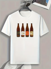 Men's Drinks Print Graphic Tee Comfy Summer T-shirt