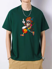 Men's Cartoon Basketball Pattern T-shirt