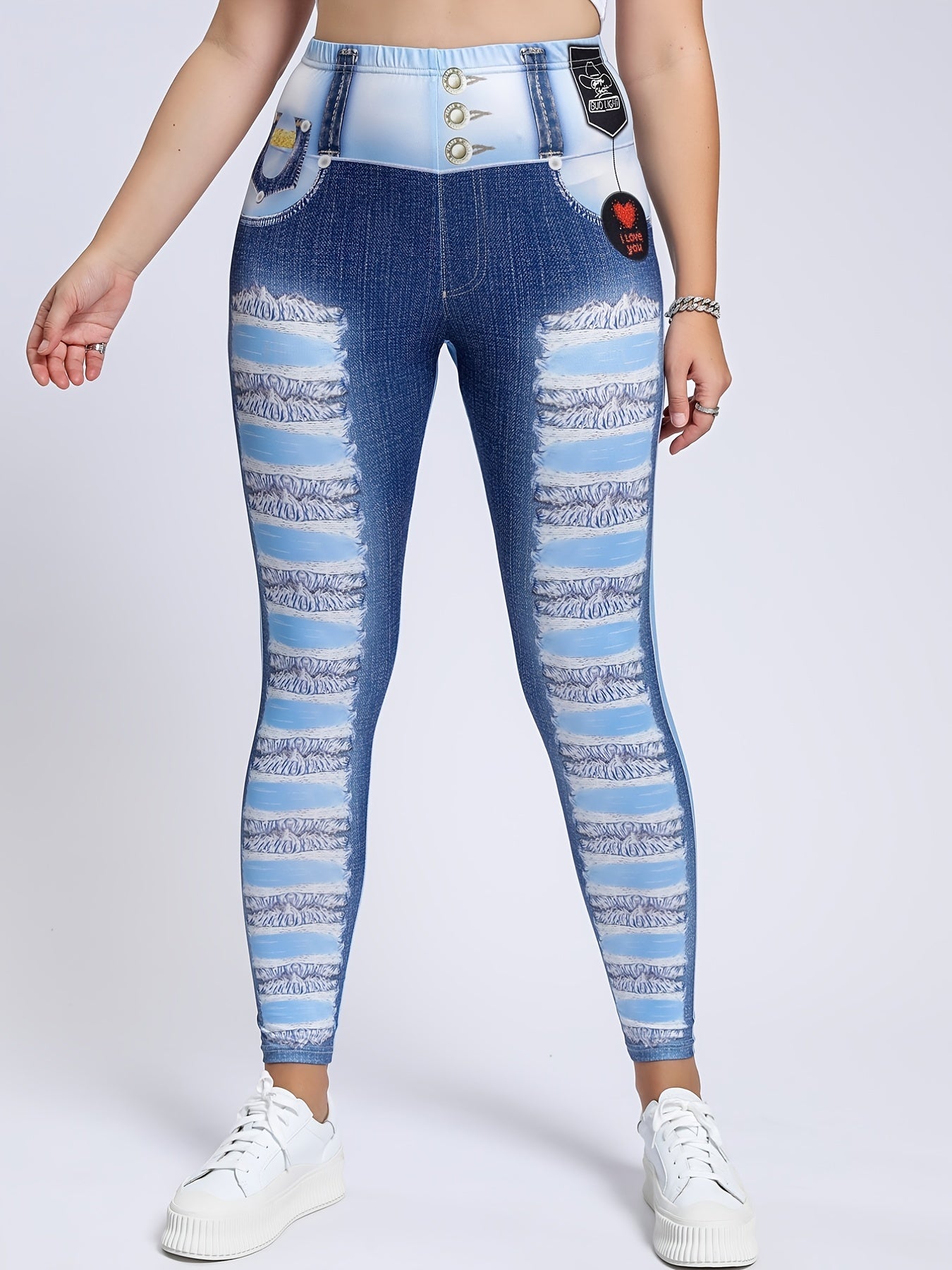 Graphic Print High Rise Plus Leggings High Stretch