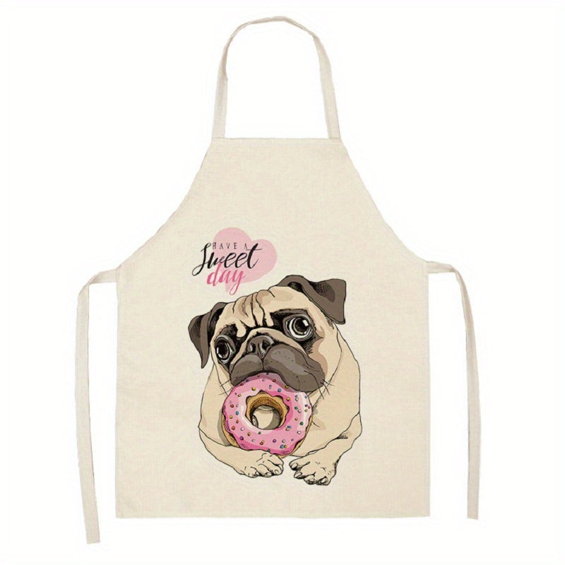 Cartoon Dog Print Apron for Cooking Adventures 25.98x21.65 Inches