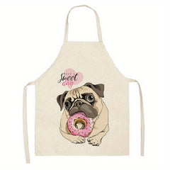 Cartoon Dog Print Apron for Cooking Adventures 25.98x21.65 Inches