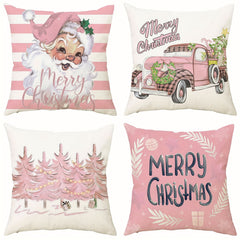 Christmas Linen Blend Pillowcases Set - Office Bedroom Farmhouse Decor