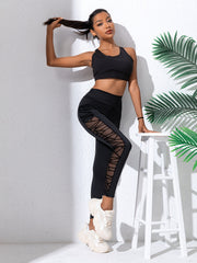 Mesh Contrast Yoga Pants High Stretch Leggings
