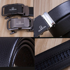 Men's Casual Belt with Automatic Buckle and Two Layer Cowhide