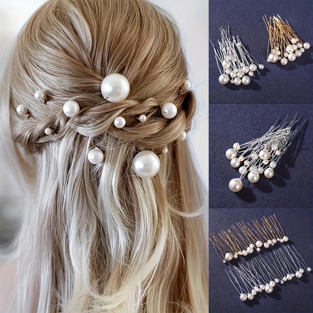 18pcs Faux Pearl U Shaped Hair Clip